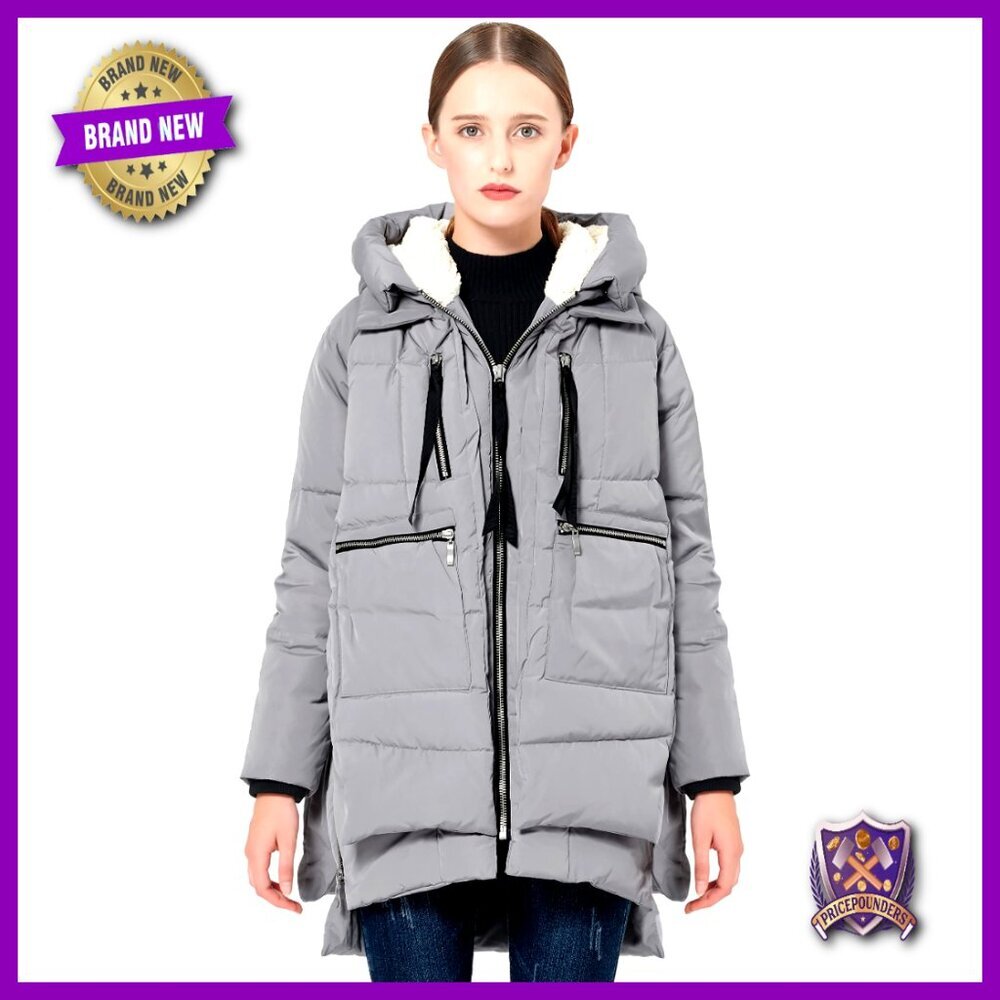 Thickened Down Jacket Oversized Chic Warm Winter Coat Fleece Hood Pockets